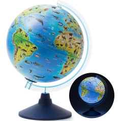 EXERZ Zoo-Geo Illuminated Globe - English Map - with Wireless LED Light / 2 in 1 / Day and Night - Physical and Zoo Dual Map - Illuminated Globe - Educational and Fun