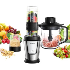 Biolomix Smoothie Maker, 700 Вт 3-в-1 Stand Mixer, Smoothie Mixer, Multifunction Smoothie Maker, Meat Chopper, Ice Crusher/Coffee Grinder with 570 ml Sports Bottle, BPA-Free Tritan