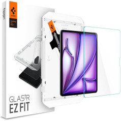 Spigen Glas.tR EZ Fit Schutzglas kompatibel mit iPad Air 13 Zoll M2 (2024), 1. Generation, Installationsschablone, Kristallklar, 9H Folie