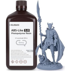 ELEGOO 405 nm ABS līdzīga sveķe 3.0, LCD UV ātrā sveķošana, augstas precizitātes, nav trausla, netoksiska, LCD/DLP 3D printerim, fotopolimēra sveķi, 2 kg, pelēka krāsā