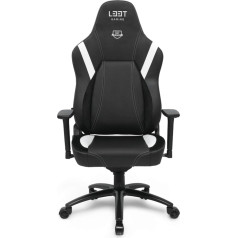 L33T spēļu krēsls, īpaši plats sēdeklis, HQ biroja krēsls, ergonomisks vadības krēsls, e-sporta datorkrēsls ar jostas balstu, ādas pārvalks, regulējams darba galda krēsls, e-sporta spēļu krēsls, melns, ZL218