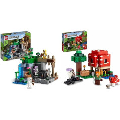 LEGO 21189 Minecraft Skeleta pagrabs, komplekts ar alām un 21179 Minecraft sēņu nams, rotaļlieta no 8 gadiem, dāvana bērniem ar Aleksa, Mooshroom un zirnekļa braucēja figūriņām, bērnu rotaļlieta