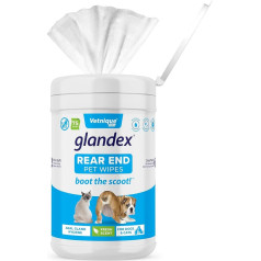 Glandex® Wischtücher für Hunde, Katzen und Haustiere Reinigen desodorierende hygienische Pflegetücher für Analdrüsen (75ct Kanister)