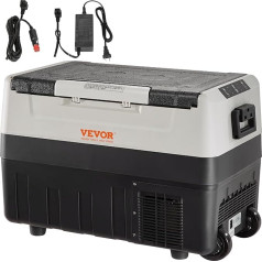 VEVOR kempinga ledusskapis 45 L Cool Box, 12/24 V pārvietojams elektriskais saldētava 2 in 1 divzonu, auto ledusskapis kompresors siltuma saglabāšanai un dzesēšanai 60 W Pārnēsājams rokturis Laiva, kravas automašīna, mobilais pelēks