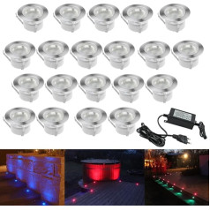 Terases padziļinājumā iebūvēti prožektori - 20 grīdas padziļinājumā iebūvēto gaismu komplekts Āra RGB LED kāpņu apgaismojums Diametrs 45 mm Padziļinājumā iebūvēts grīdas prožektors IP67 Ūdensizturīgs grīdas lampas ar maināmu krā