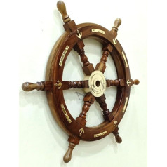 Nautical Large Brass Anchor Wooden Ship Wheel Vintage Decoration Gift