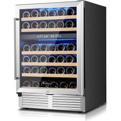 AAOBOSI Vyno šaldytuvas 145 litrų, 46 butelių, 2 zonų vyno šaldytuvas Temperatūros zonos nuo 5°C iki 12°C ir nuo 12°C iki 20°C, vyno šaldytuvai su LED apšvietimu