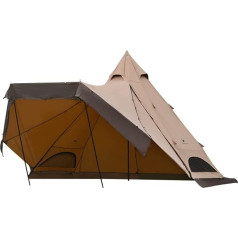 TOMOUNT Zelt Tipi Baumwolle Indianerzelt 2,8m Hoch Firstzelt für 6-8 Personen Pyramidenzelt mit Ofenloch für Zeltofen 4 Jahrzeit Campingzelt für Outdoor, Camping, Wandern, Trekking