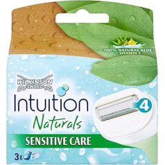 10 x Wilkinson Sword Intuition Naturals Sensitive Care 100% dabīga alveja + E vitamīns 3 kārtridži