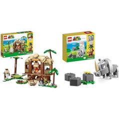 LEGO 71424 Super Mario Donkey Kongs koku namiņš un 71420 Super Mario Rambi - paplašināšanas komplekts, degunradža dzīvnieka figūriņa, maza dāvana kombinācijā ar sākumkomplektu