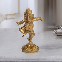 Purpledip Messing-Statue: Ganeša (Ganapathi/Vinayaka) Idol in einzigartiger Haltung (11087)