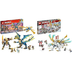 LEGO 71796 Ninjago Imperial Mech Duel Against the Elemental Dragon & 71786 Ninjago Zane's Ice Dragon, konstruktors un spēļu komplekts ar rotaļu pūķi un 6 minifigūriņām