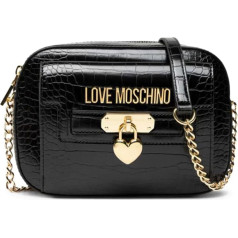 Love Moschino Sieviešu Borsa Pu St.Croco Nero plecu soma, melna, melna