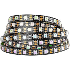 BTF-LIGHTING WS2812B LED lente, 5 m garuma, 60 LED/pikseļi/m, 300 LED, melna RGB PCB lente ar 5050 SMD LED, nav ūdensizturīga IP30