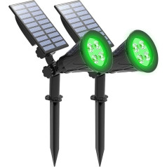 T-SUNUS Gartenstrahler Solar, Solarlampen für Außen Garten 4 LED Solarstrahler für Außen 2 Lichtmodi Wasserdicht IP65 für Baum Yard Patio (2 Stück Grün)