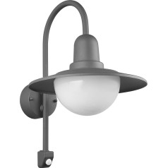 Trio Leuchten Norman 207269142 LED āra sienas lampa no alumīnija, lieta alumīnija, antracīta akrila, balta, ekskluzīva 1x E27 kustības sensors