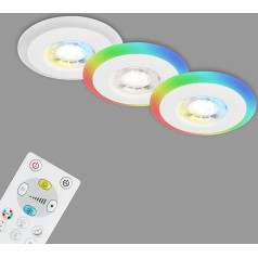 BRILONER Leuchten 7040-036 3 iebūvētu griestu LED LED gaismas gredzenu komplekts RGB CCT iebūvēti gaismekļi Plakans LED iebūvēts vannas istabas prožektors IP44 balts 84 x 34 mm (DxH)