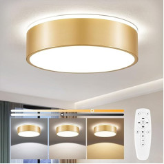 Vikaey LED griestu gaisma Dimmable 30 cm Gold 24 W griestu gaisma guļamistaba apaļa ar tālvadības pulti Modern Dimmable LED Lamp ceiling for Living Room, Kitchen, Bathroom, Dining Room, Children's Room,