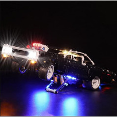 LED gaismu komplekts Lego Dom's Dodge Charger, dekoratīvo LED gaismu komplekts Lego 42111 Technic sacīkšu auto gaismu komplektam, radoša dāvana, tikai gaismu komplekts, bez Lego modeļa (atjaunināta versija)