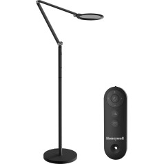 Honeywell HWL-F01BK Grīdas lampas dimmeris LED stāvlampa ar tālvadības pulti, regulējama krāsa un spilgtums, moderna dzīvojamai istabai, birojam, melns