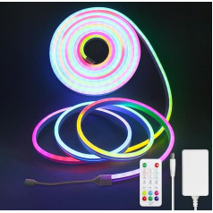 Aclorol Neon LED Strip 10M RGB Smart IC Outdoor Lichtband IP67 Wasserdicht Music Sync mit Fernbedienung DIY Design Arbeitet mit App-Steuerung Neon Rope Lights 24V für Gaming Zimmer, Decke, Wand Deko