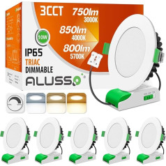 ALUSSO LED iegremdējamais prožektors, 230 V, dimmējams, 10 W, IP65, LED prožektori, plakani silti balti, neitrāli balti, auksti balti, iegremdējamie gaismekļi, griestu prožektori, griestu prožektori vannas istabai, virtuvei,