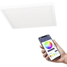 EGLO connect.z Smart Home LED griestu gaisma Rovito-Z L x W 29,5 cm, ZigBee lietotne un balss vadība Alexa, regulējama gaismas krāsa (silti balta/auksti balta), RGB fona apgaismojums, aptumšojama, griestu gaisma balta