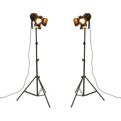 YUENSLIGHTING Industrial Black Tripod grīdas lampa, stāvlampas, 5 m kabelis ar slēdzi, stāvlampa, statīva kāpurķēde viesistabai, guļamistabai, birojam, bāra apgaismojumam (2 gab.)