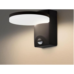 FLORNIA LED āra lampa ar kustības sensoru, āra gaisma ar kustības sensoru, sienas gaisma ārā/iekšā, āra sienas gaisma, āra apgaismojums, balkona durvju gaisma, izturīga pret laikapstākļiem, 3000 K, 12 W, IP44,