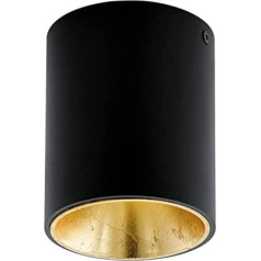 EGLO LED Deckenleuchte Polasso, dekenlampe aus Metall in Schwarz und Gold, Wohnzimmerlampe warmweiß, Ø 10 cm