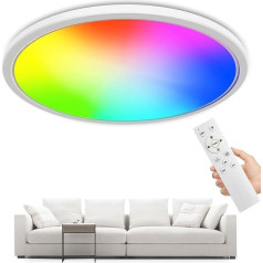 TOPBOS LED griestu gaisma RGB ar tālvadības pulti, 30 W LED lampa ar krāsu maiņu, 3000 K - 6500 K, 4000 lm, 4000 lm, orbikulāra, moderna lampa viesistabai, guļamistabai, bērnu istabai, vannas istabai, balta,