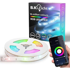 B.K.Licht I Wifi RGBIC LED sloksne 10 m I App Control I Mūzikas sensors I Gaismas josla I LED skrejceļš I RGBIC LED sloksne I Saderīgs ar Alexa I Smart LED sloksne I Pašlīmējošs