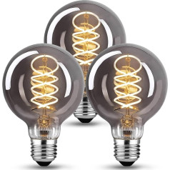 KANQIAO Edisona Vintage spuldze E27, E27 LED Vintage Dimmable G80 4W Retro LED lampa Warm White Edisona spuldze E27 Vintage Ideāli piemērota nostaļģijai un retro apgaismojumam mājas kafejnīcā - 3 gab. iepakojumā