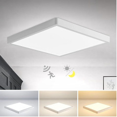 Combuh LED griestu gaisma ar radara kustības sensoru, 28 W, 2800 lm, diametrs 30 cm, plakana griestu gaisma ar dienas gaismas sensoru, iekštelpās, 3000 K ~ 6000 K, īpaši plānas 2,5 cm lampas, griestu lampas priekšnamam,