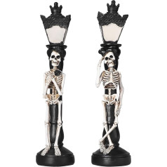 2 x Halloween galvaskauss āra apgaismojums ielas apgaismojuma lampas, miniatūras gaismas galvaskausa ielas gaisma, LED Vintage skeleta ielas gaisma mājas Halloween ballīšu rotājumiem