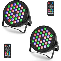 Katomi 2 x 36 W DMX512 PAR gaisma: RGB LED prožektoru gaisma ballīšu dekorēšanai DJ skatuves pasākumiem - 36 LED diodes ar 7 gaismas režīmiem kā ballīšu gaisma Disko gaisma festivālu šoviem - 36 gaismas diodes ar 7 gaismas režīmiem