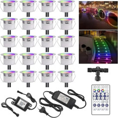 DreamColor WiFi iebūvēts grīdas apgaismojums, āra LED, iebūvēts IC, diametrs 31 mm, RGBIC iebūvēts grīdas prožektors ar daudzkrāsu izgaismojuma efektu, IP67 ūdensizturīgs terases apgaismojums, saderīgs ar Alexa,