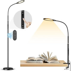 anyts Grīdas lampa LED Dimmable Floor Lamp Living Room ar elastīgu Gooseneck grīdas lampu guļamistabai, birojam, lasīšanai (daudzfunkcionāla (ar galda skavu))