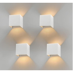 Klighten Pack of 4 12 W LED āra sienas lampas, IP 65, sienas lampas ar regulējamu gaismas staru kūli, 3000 K silti balta krāsa