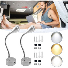 FXLTSBL 2 Pack Spot lasīšanas lampa DC 12 V LED lasīšanas gaisma Dimmable Gooseneck Flexible Motorhome Boat Wall Light Lasīšanas gaisma ar USB lādētāju un Touch Dimming automašīnai, laivai, treilerim, kemperim, jahtai