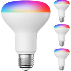 ledscom.de 4 E27 LED RGB spuldzes, R80, silti balta - vēsā baltā (2700-6300K), 9,9 W, 950lm, Smart Home, WiFi, Alexa, matēts materiāls