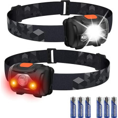 HOSONIC Headlamp LED galvas lukturis Sarkanā gaisma Balta gaisma AAA akumulatora galvas lampas Pack of 2 Ūdensizturīgs 4 režīmi priekšējais lukturis bērniem Pieaugušajiem Kempings skriešana skriešana skriešana Makšķerēšana