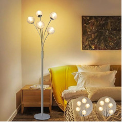 Depuley 5 LED stikla lodveida stāvlampa ar elastīgu lasīšanas gaismu un kājas slēdzi Modernā dizaina stāvlampa Dzīvojamās istabas lampa Dzīvojamā istaba 177,5 cm (G9 spuldze nav iekļauta)