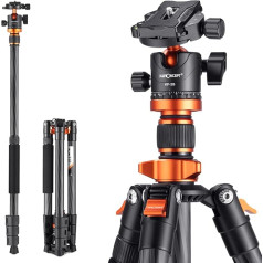 K&F Concept Carbon Tripod kameras statīvs, kompakts D254C1 (SA254C4) ceļojumu statīvs kameras statīvs ar monopoda funkciju SLR kamerai