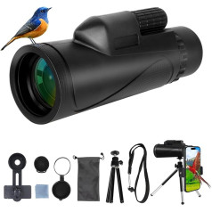 Olycism Monocular Telescope 80 x 100 HD FMC BAK4 Prism Portable Monocular Telescope for Adults with Smartphone Holder Tripod Waterproof Suitable for Bird Watching, Hunting, Concerts