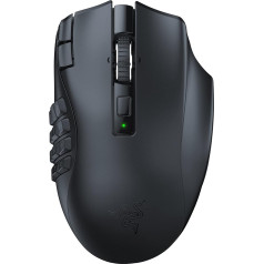 Razer Naga V2 HyperSpeed - Ergonomiska, kabelu MMO spēļu galds (19 programmējami tastatūras, bezvadu (2,4 GHz), Bluetooth, līdz 250 stundām, Focus Pro 30K optiskais sensors), melns (Schwarz)