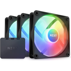 NZXT F120 RGB Core Triple Pack - 3 × 120mm Hub Mounted RGB Fans with RGB Control - 8 Individually Controllable LEDs - Semi-Transparent Fan Blades - PWM Control - CAM Software - Black