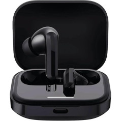 Xiaomi Redmi Buds 5, Bluetooth 5.3 In-Ear austiņas, 46 dB aktīva trokšņu slāpēšana, līdz 40 stundām akumulatora, dinamiskais draiveris, 5ATM ūdensizturīgas, melnas krāsas