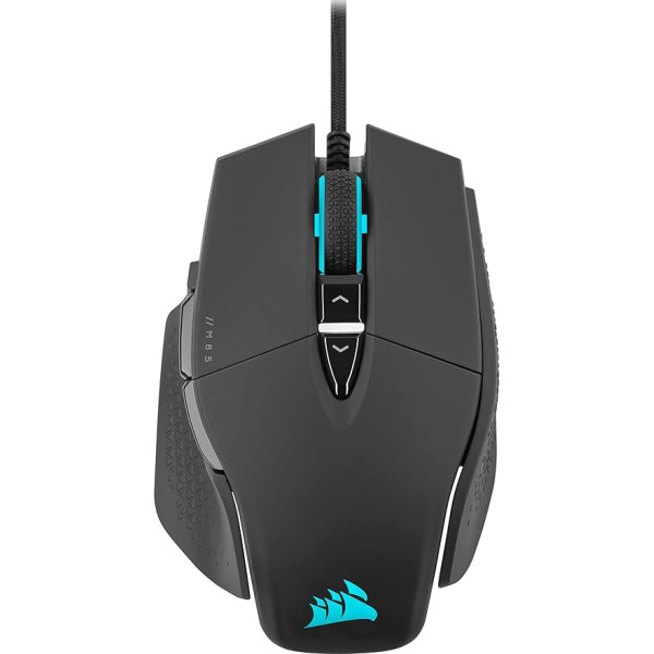 Corsair M65 RGB ULTRA, pielāgojama FPS spēļu pele (CORSAIR MARKSMAN optiskais sensors 26 000 dpi, optiskais OMRON slēdzis, CORSAIR AXON Hyper-Processing tehnoloģija, Sensor Fusion Control) Melna