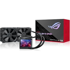 ASUS ROG RYUJIN II 240 All-in-One CPU Water Cooling System (3.5 inch LCD, Integrated Pump Fan for Cooling VRM and M.2, 2x Noctua iPPC 2000 PWM 120mm Radiator Fans) - Black